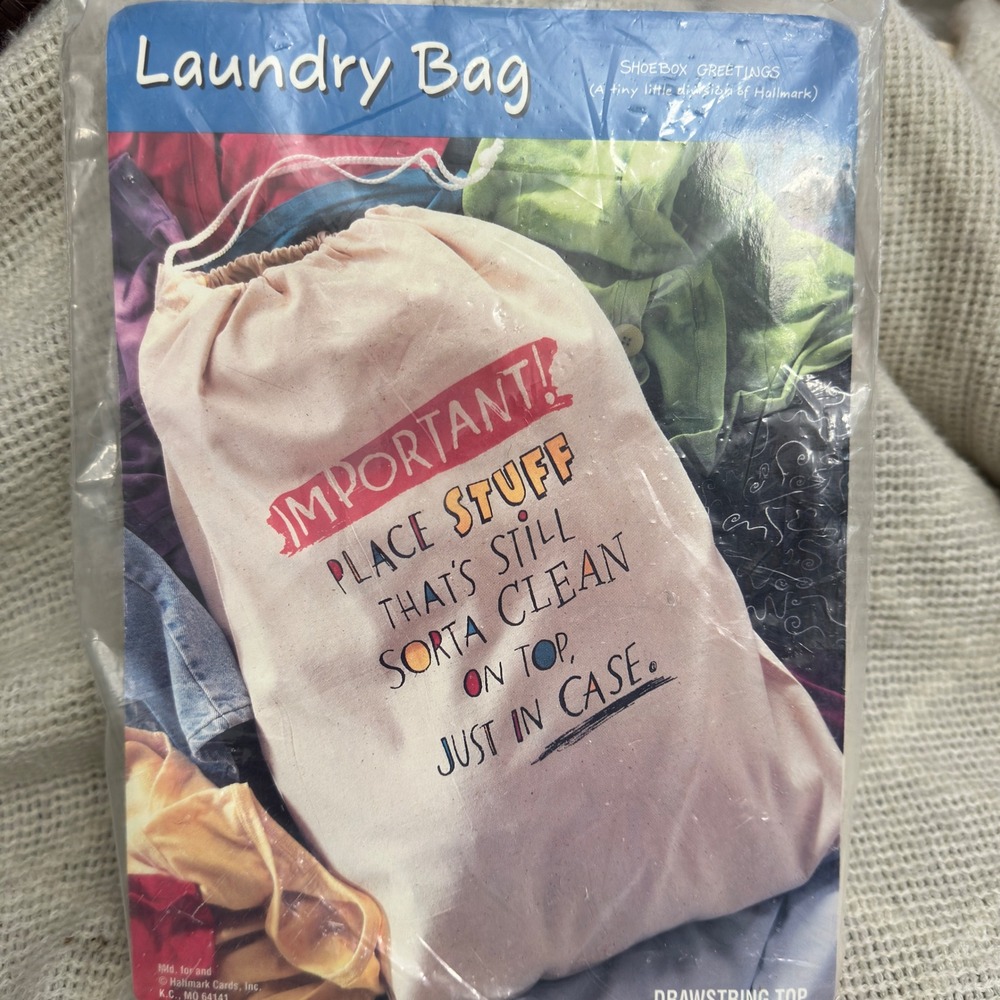 Hallmark Shoebox College Laundry Bag Vintage Cream Cotton Canvas Drawstring OS